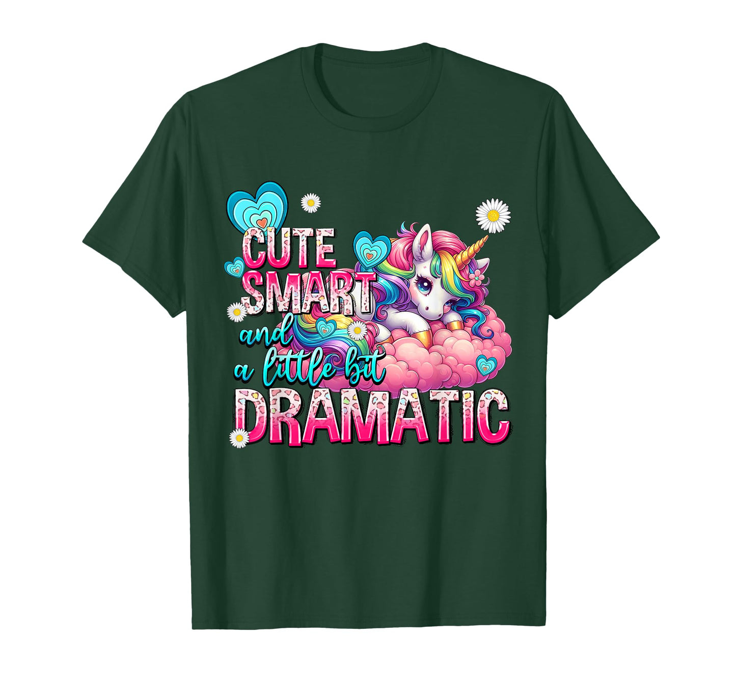 Cute Smart And A Little Bit Dramatic Funny Unicorn Kid Girls T-Shirt