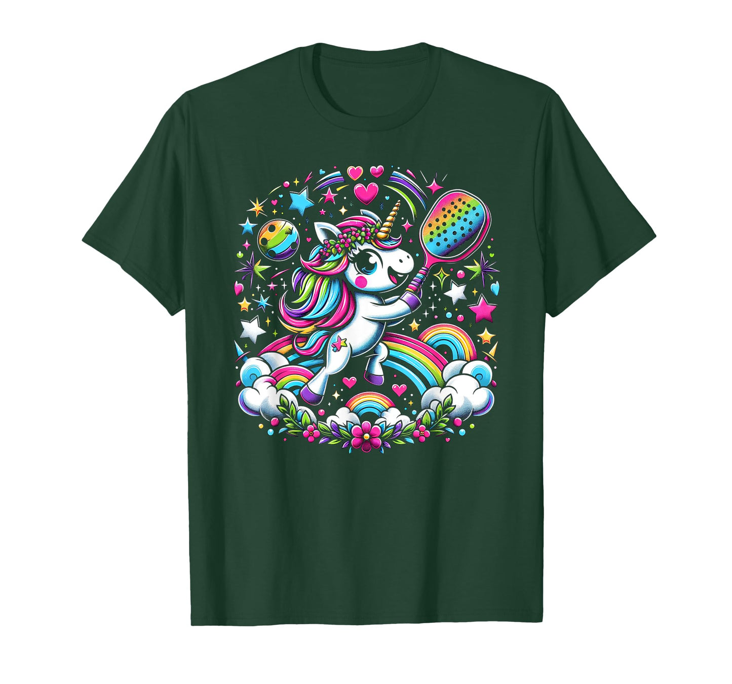 Magical Pickleball Unicorn Rainbow Girls Fancy T-Shirt