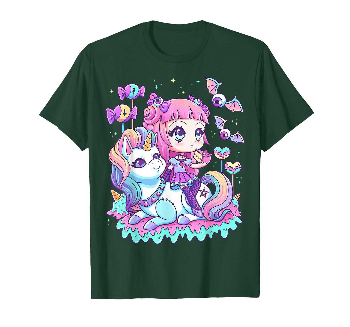 Pastel Goth Cute Creepy Girl Unicorn Kawaii Menhera Witchy T-Shirt