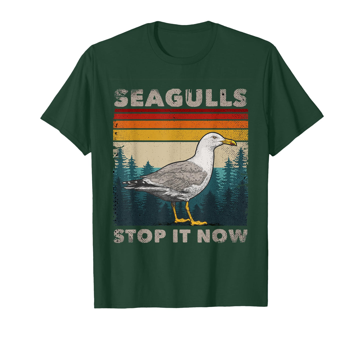 Funny Seagulls Stop It Now Bird Lover 80s Retro Seagull T-Shirt