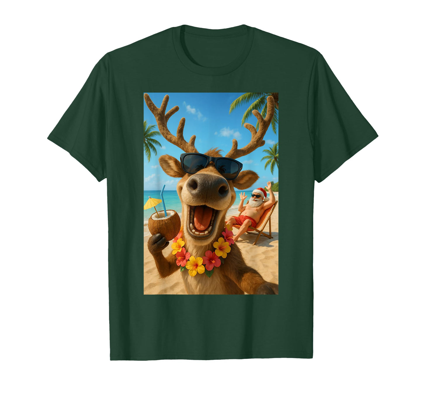 Christmas in July – Reindeer Selfie Santa Boys Kids Funny T-Shirt