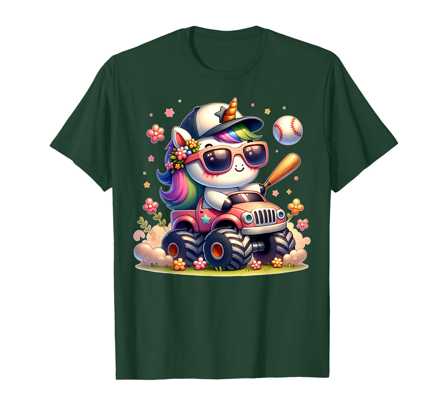 Cute Unicorn Softball Baseball T-ball Shirt for Girl Toddler T-Shirt