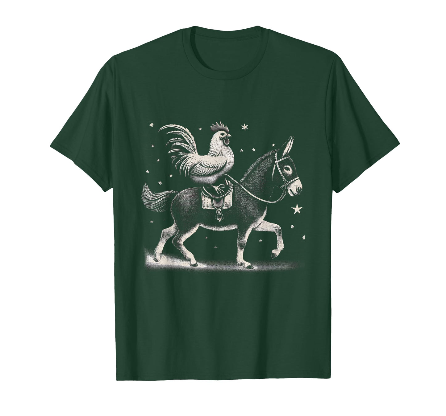 Funny Chicken Riding Donkey Chicken Lover T-Shirt