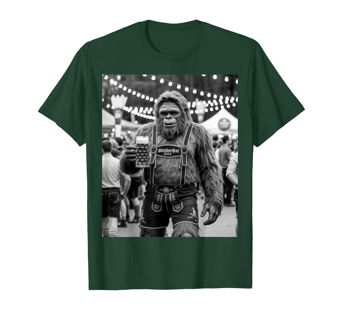 German Bigfoot Sasquatch Lederhosen Funny Oktoberfest 2025 T-Shirt