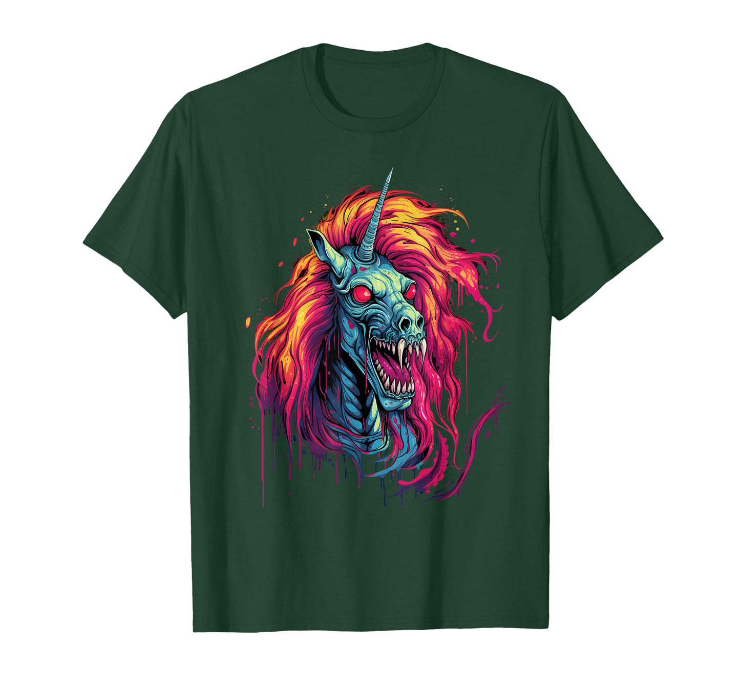 Halloween Zombie Unicorn Skull Colorful Halloween Graphic T-Shirt