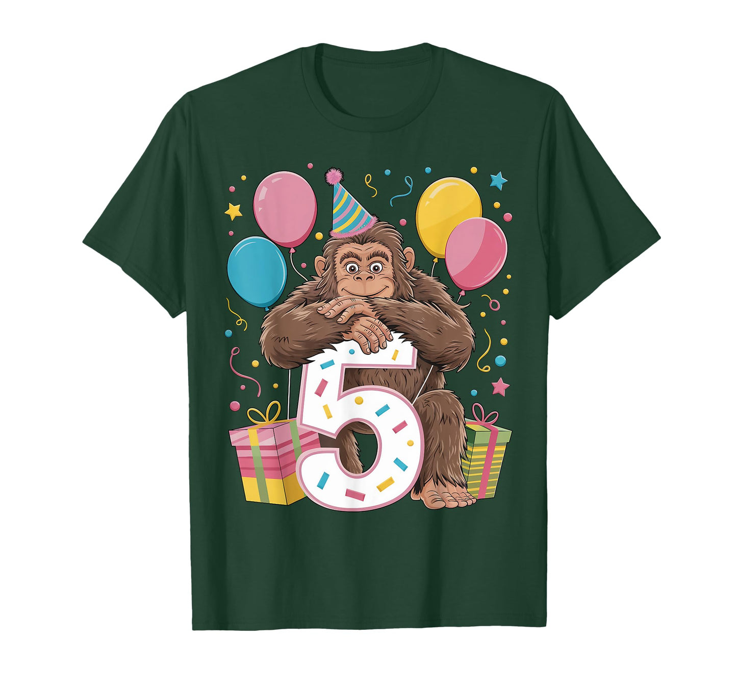 Bigfoot 5th birthday boy girl 5 years old fifth five Bigfoot T-Shirt