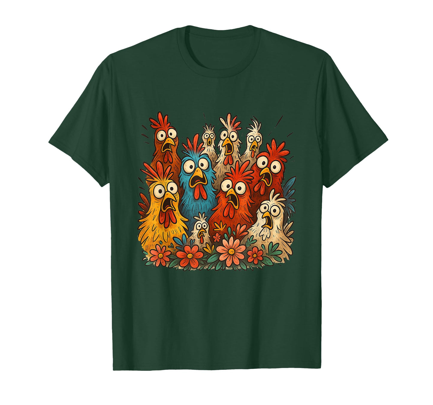 Funny Family Design Crazy Colorful Chicken Art Men Women T-Shirt
