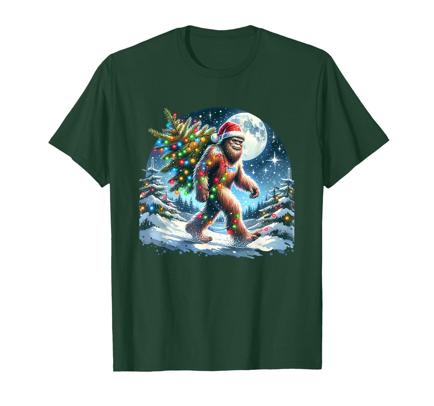 Bigfoot Christmas Holiday Sasquatch Xmas T-Shirt - Bigfoot CHristmas Shirt & Sasquatch Lover Xmas - Unisex-Adults, Unisex-Kids - Black - Small - Short Sleeve - T-Shirt