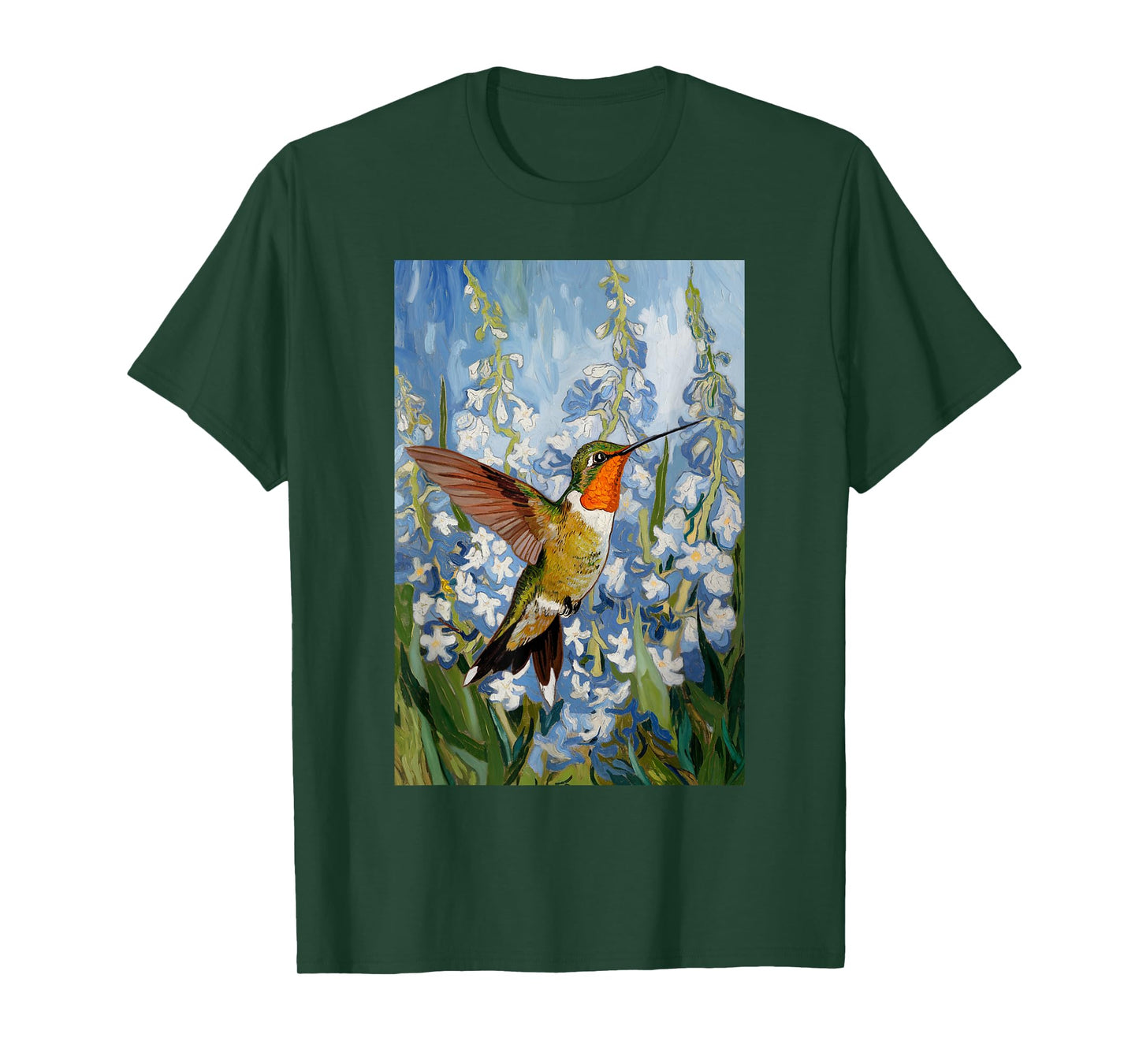 Van Gogh Hummingbird apparel | Starry Night Bird Lover T-Shirt