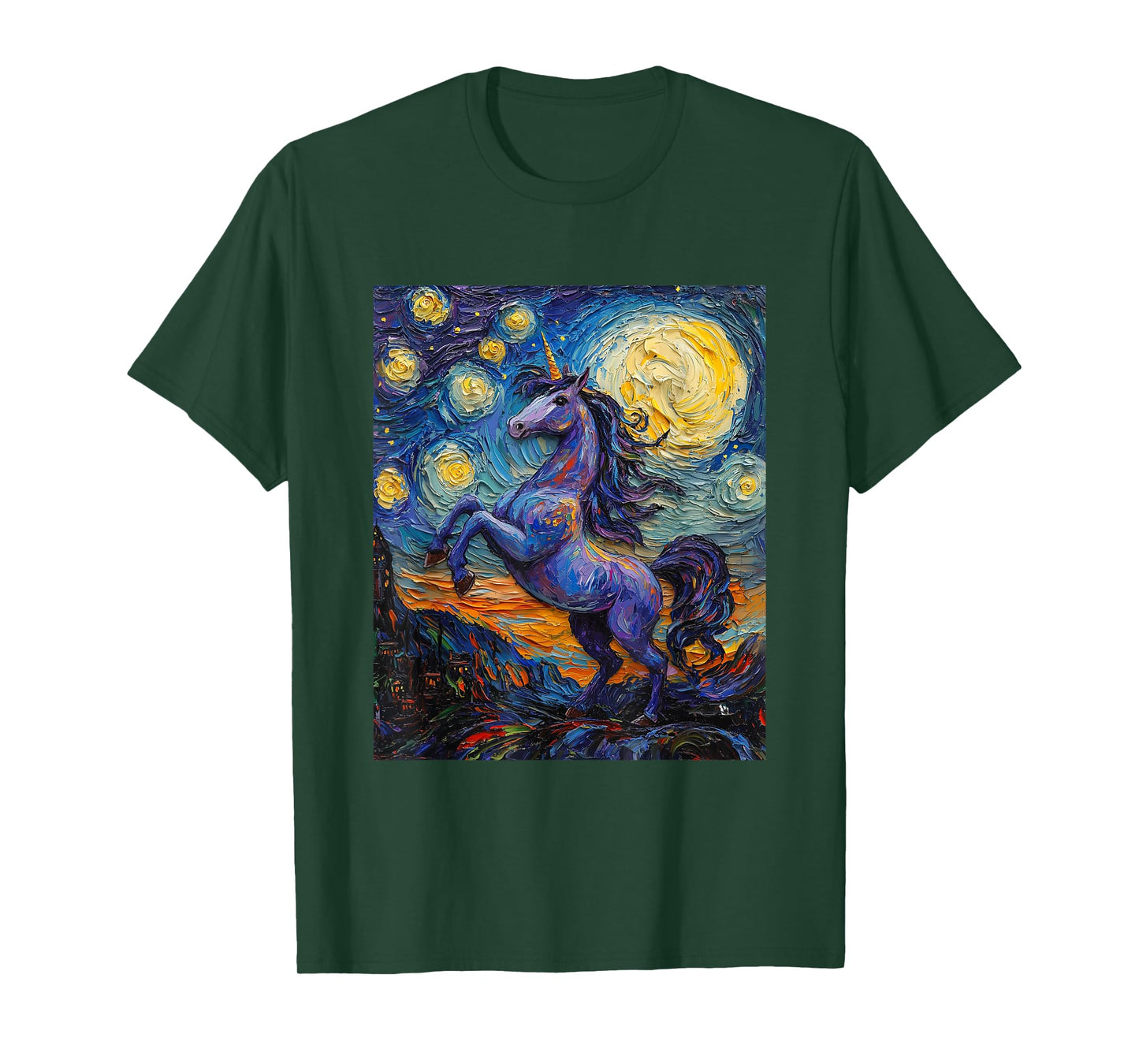 Cute Unicorn - Van Gogh Style - Starry Night T-Shirt