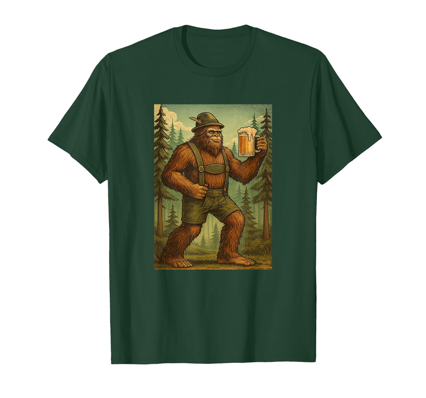 Mens Funny Oktoberfest tShirt German Bigfoot Lederhosen T-Shirt