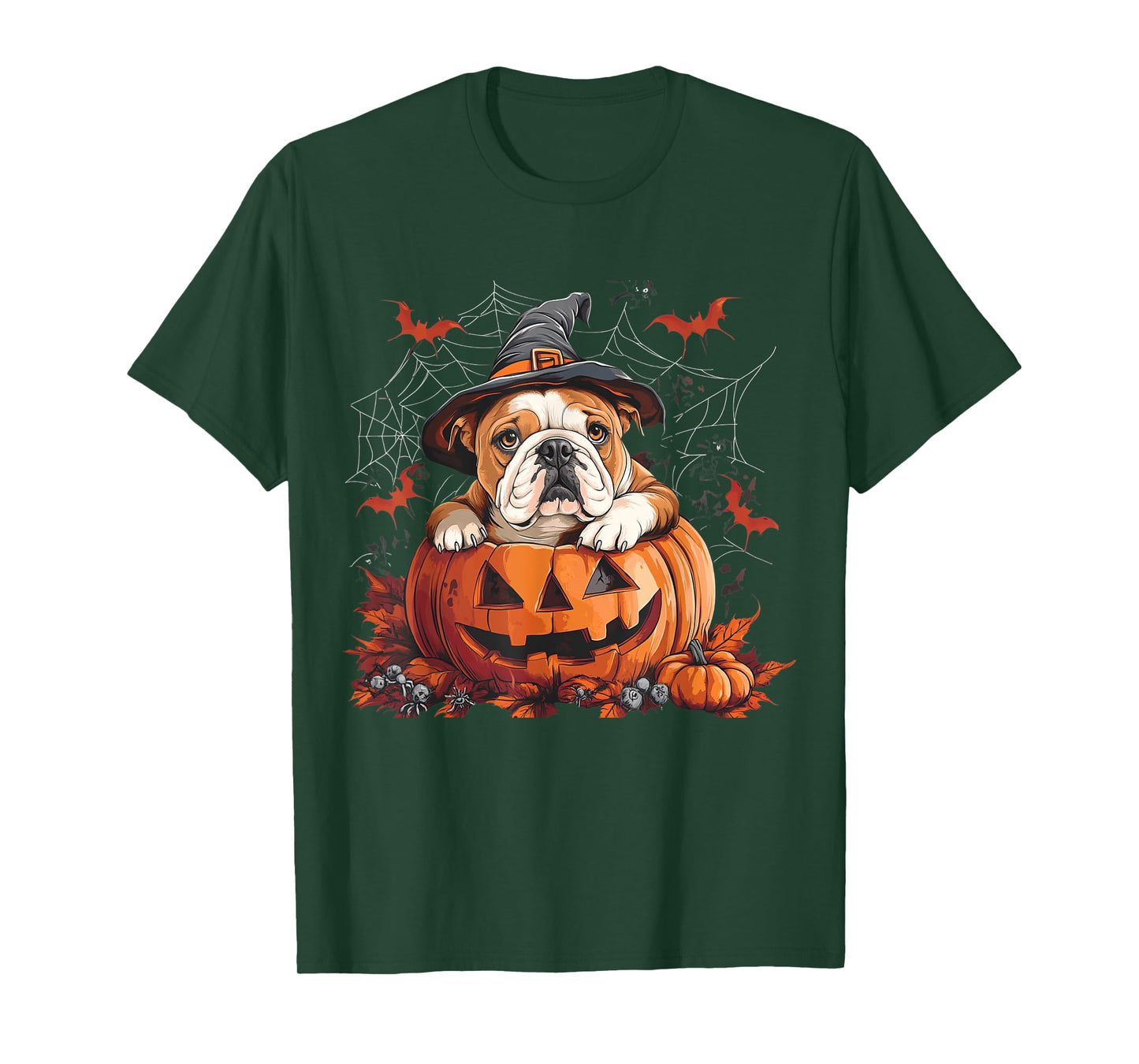 English Bulldog Pumpkin Halloween Thanksgiving Men Women Dog T-Shirt