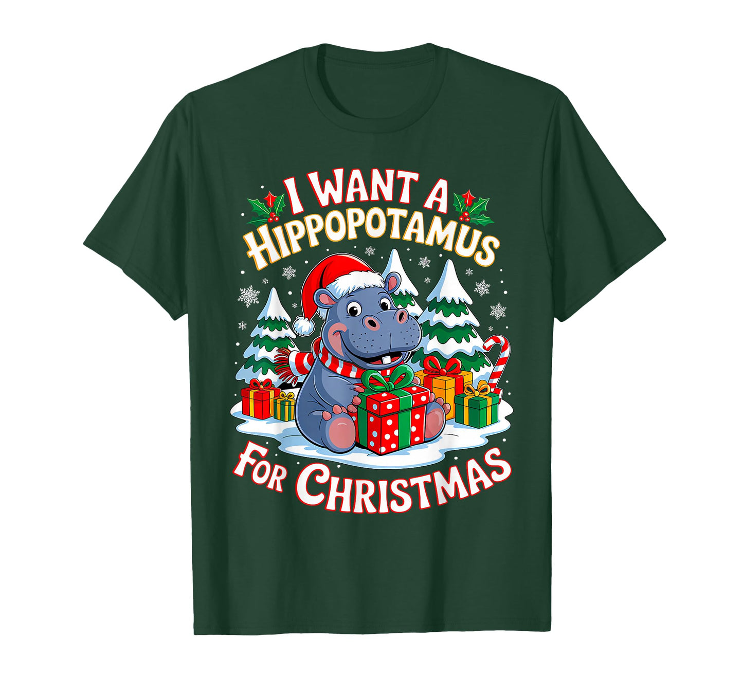 I Want A Hippopotamus for Christmas Xmas Hippo for Kid Women T-Shirt
