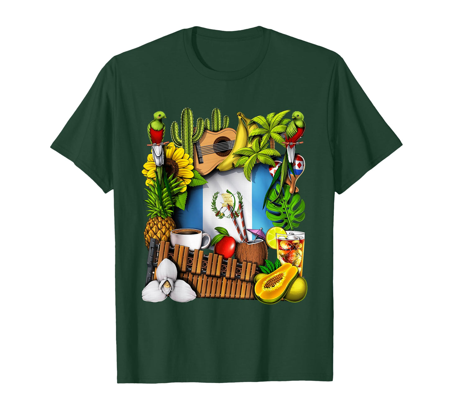 Guatemala Flag Quetzal Bird Guatemalan Heritage Roots T-Shirt