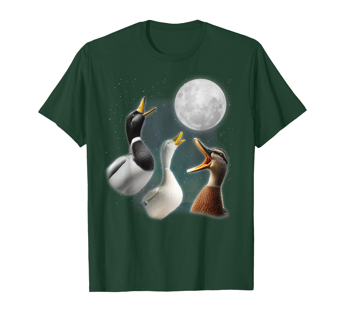 3 Ducks Howling At The Moon Funny Duck Lover Ornithologist T-Shirt