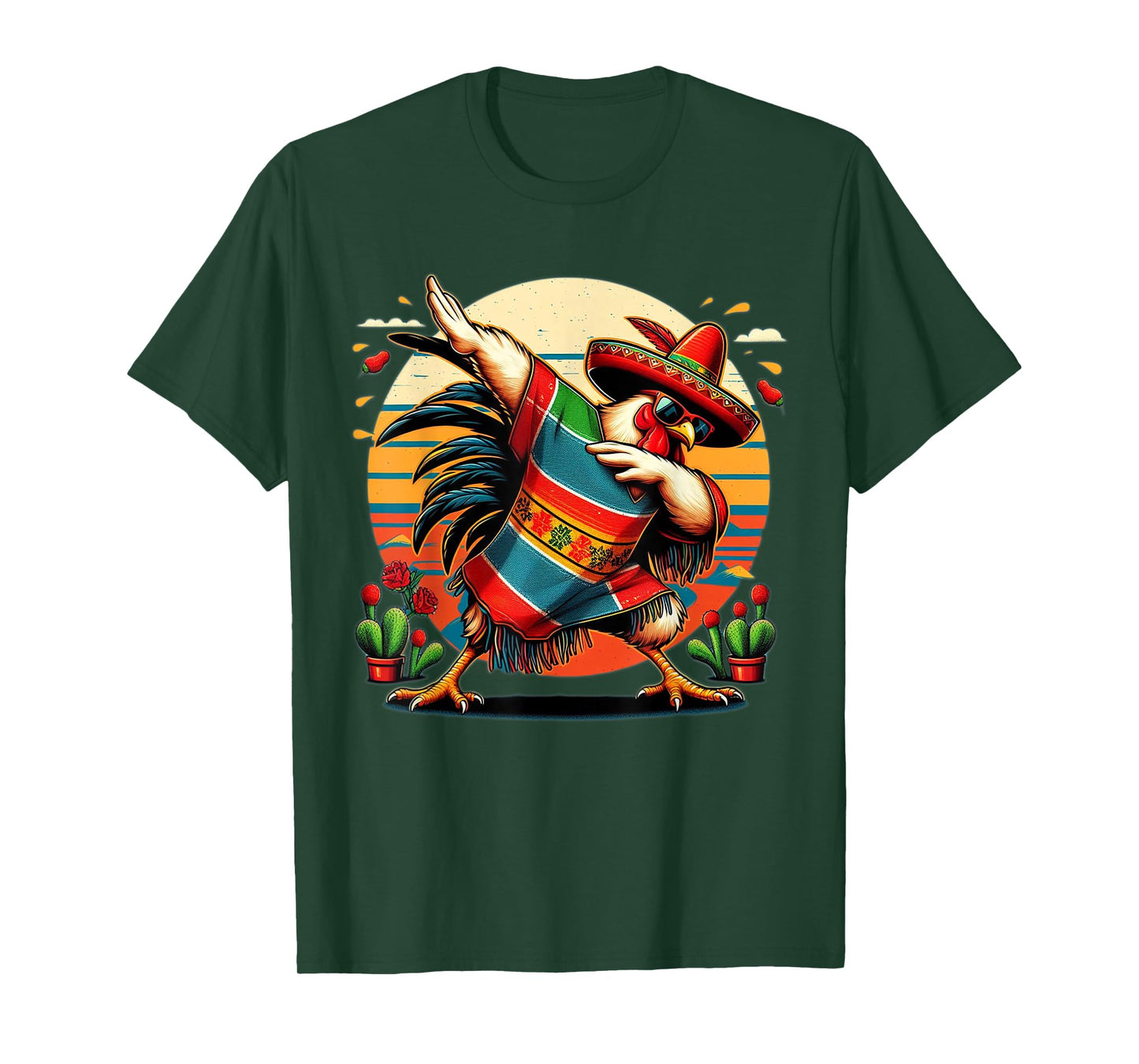 Rooster Dabbing Mexican Poncho Cinco de Mayo Chicken Lover T-Shirt