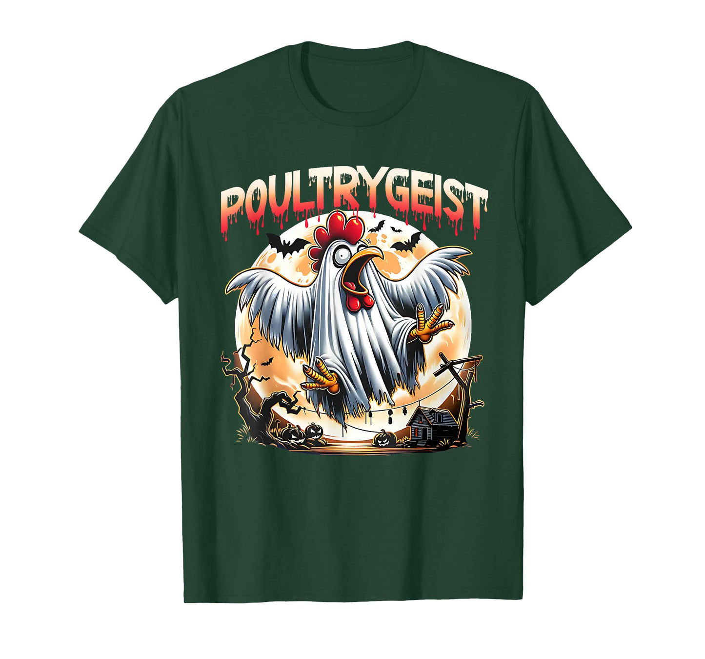 Funny Chicken Halloween Spooky Chicken Poultrygeist Parade T-Shirt
