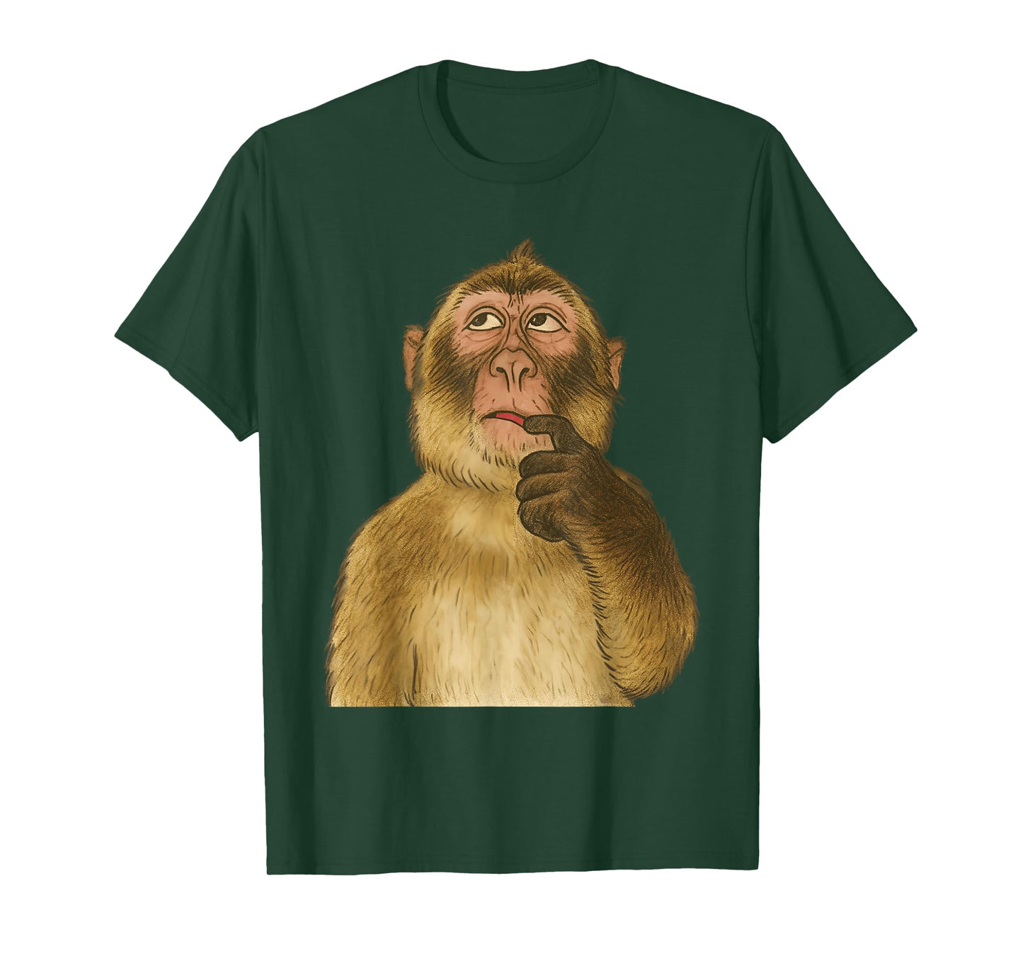 Funny Thinking Monkey Meme Tee Curious Animal Humor Gift T-Shirt