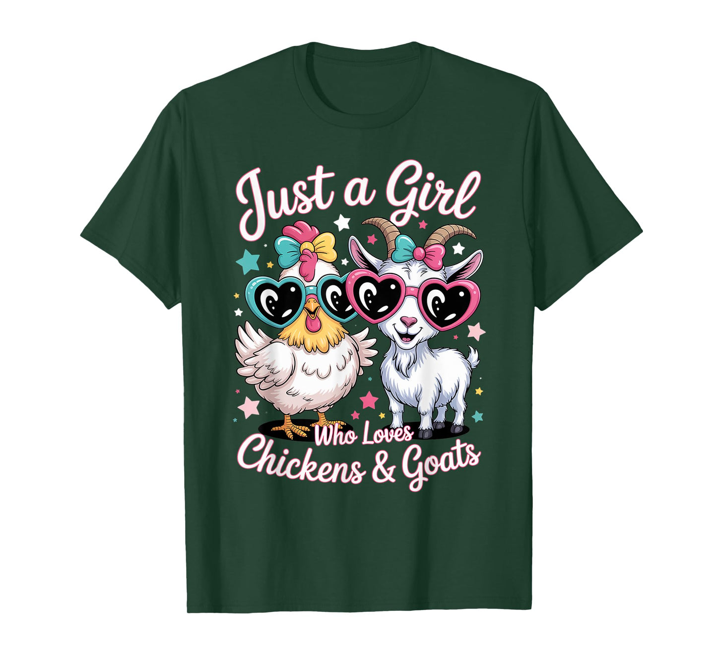 Cute Just A Girl Who Loves Chickens and Goats Farming Farmer T-Shirt