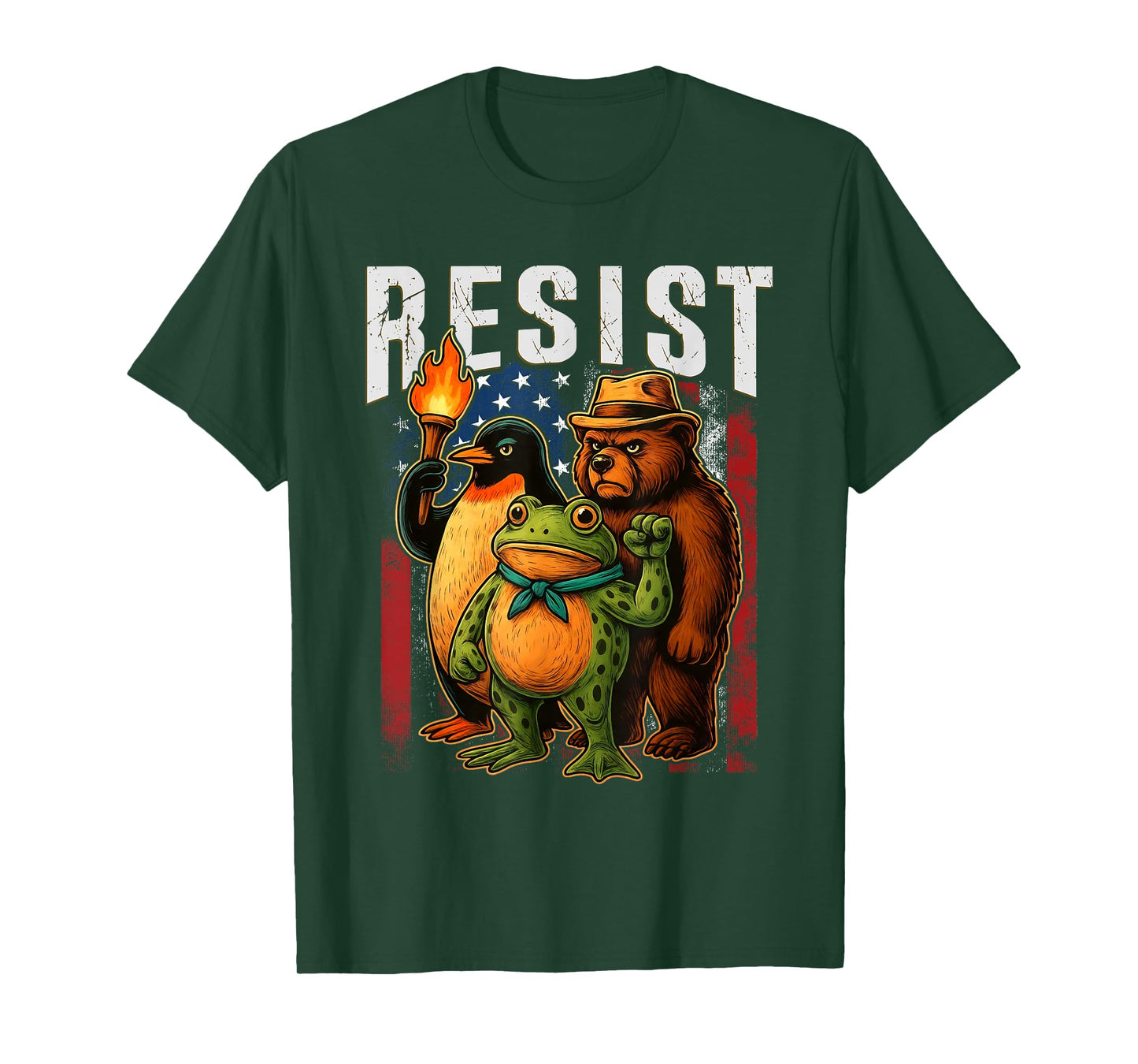 Bear Penguins and Frog Resist Protest Against Tariffs T-Shirt