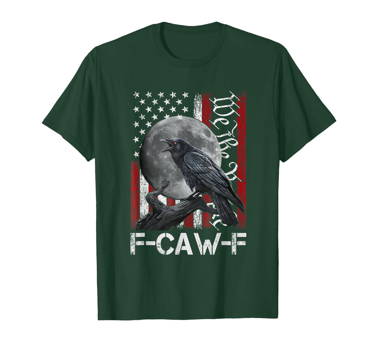 F-Caw-F Black Crow Black Bird Retro USA Flag Vintage F-Caw-F T-Shirt