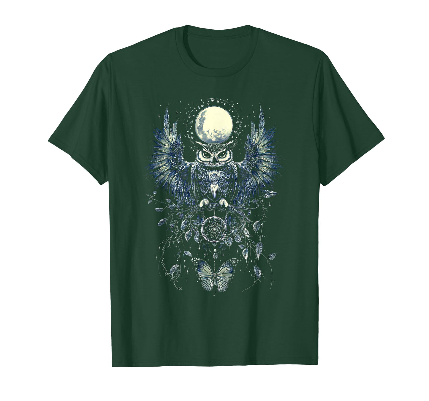 Mystical Owl Moon Celestial Butterfly Bird Art Animal Lover T-Shirt