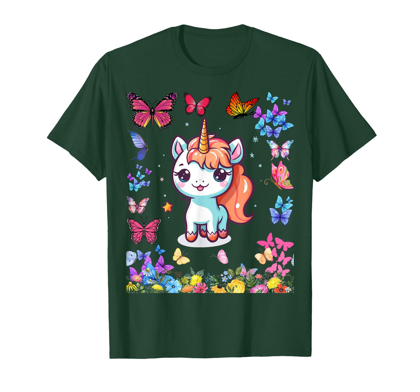 Gifts For Girls Unicorn Butterflies Graphic Tees Kids T-Shirt