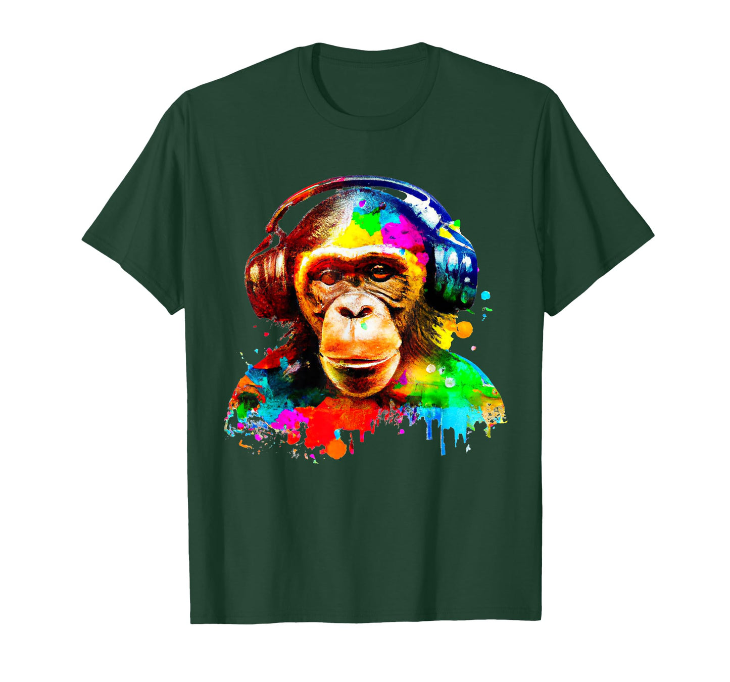 Chimpanzee With Headphones T-Shirt
