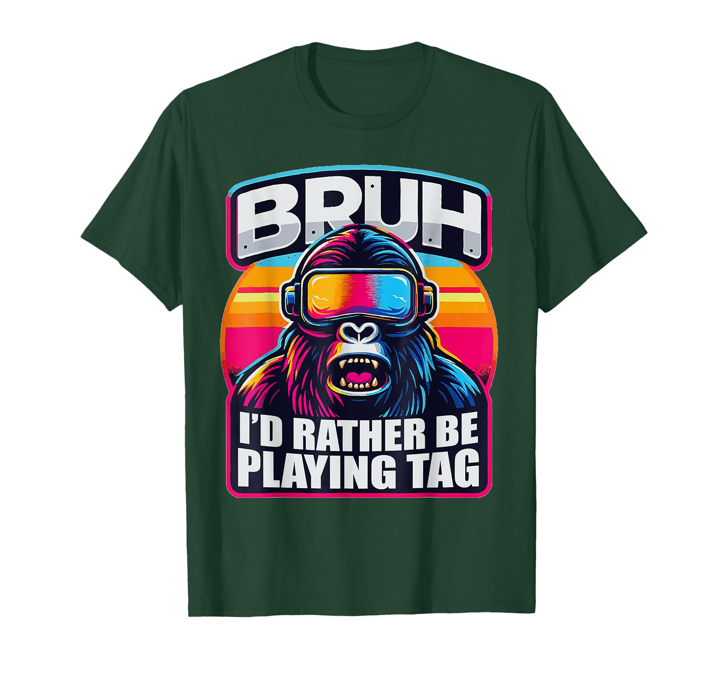 Bruh I'd Rather Be Playing Boys Adult Man Birthday Gorilla T-Shirt