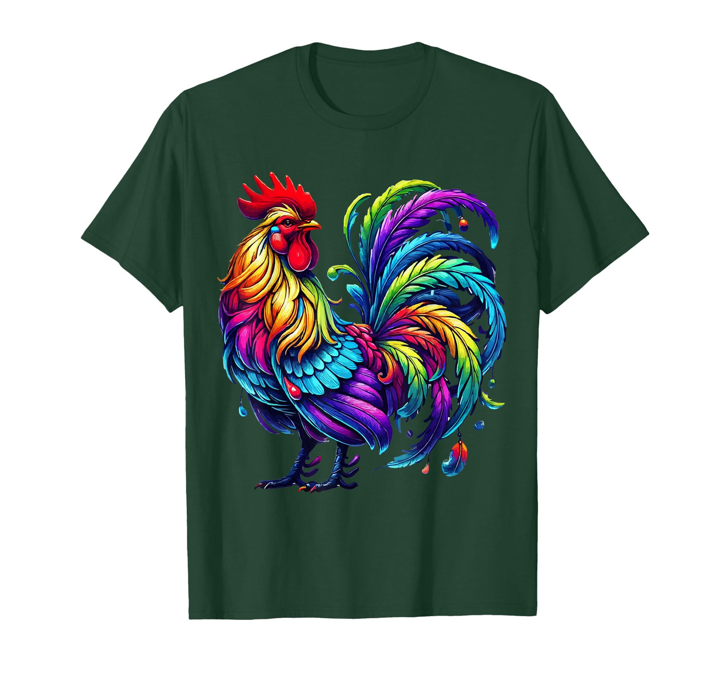 Chicken Colourful Art Animal Graphic Motif Chicken T-Shirt