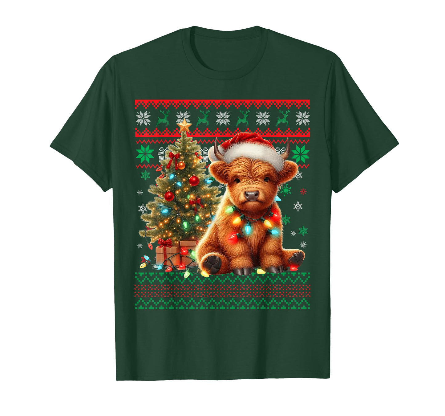 Scottish Highland Cow Christmas Funny Cow Lover Xmas T-Shirt