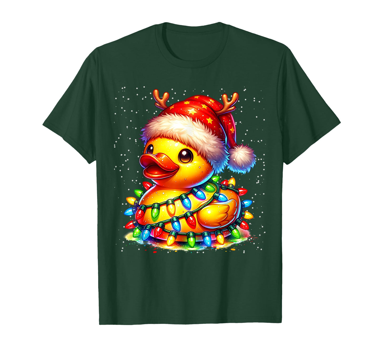Rubber Duck Squad Christmas Light Reindeer Crew Xmas Pajama T-Shirt