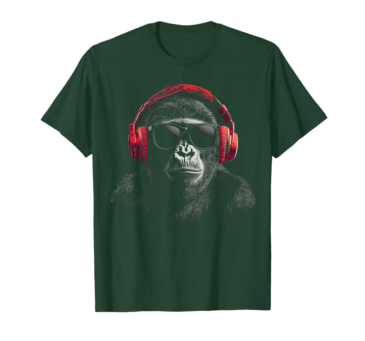 Gorilla Monkey Motif Animal Music Headphone Gorilla T-Shirt