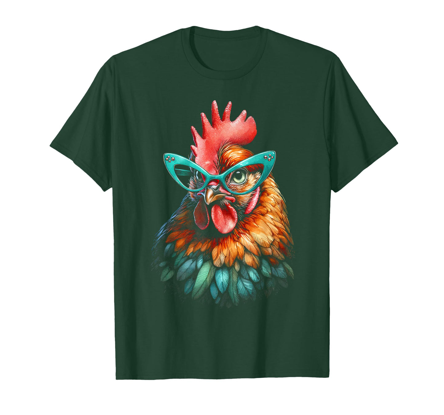 Chicken Funny Eyeglasses Cute Graphic Women Chicken Lover T-Shirt
