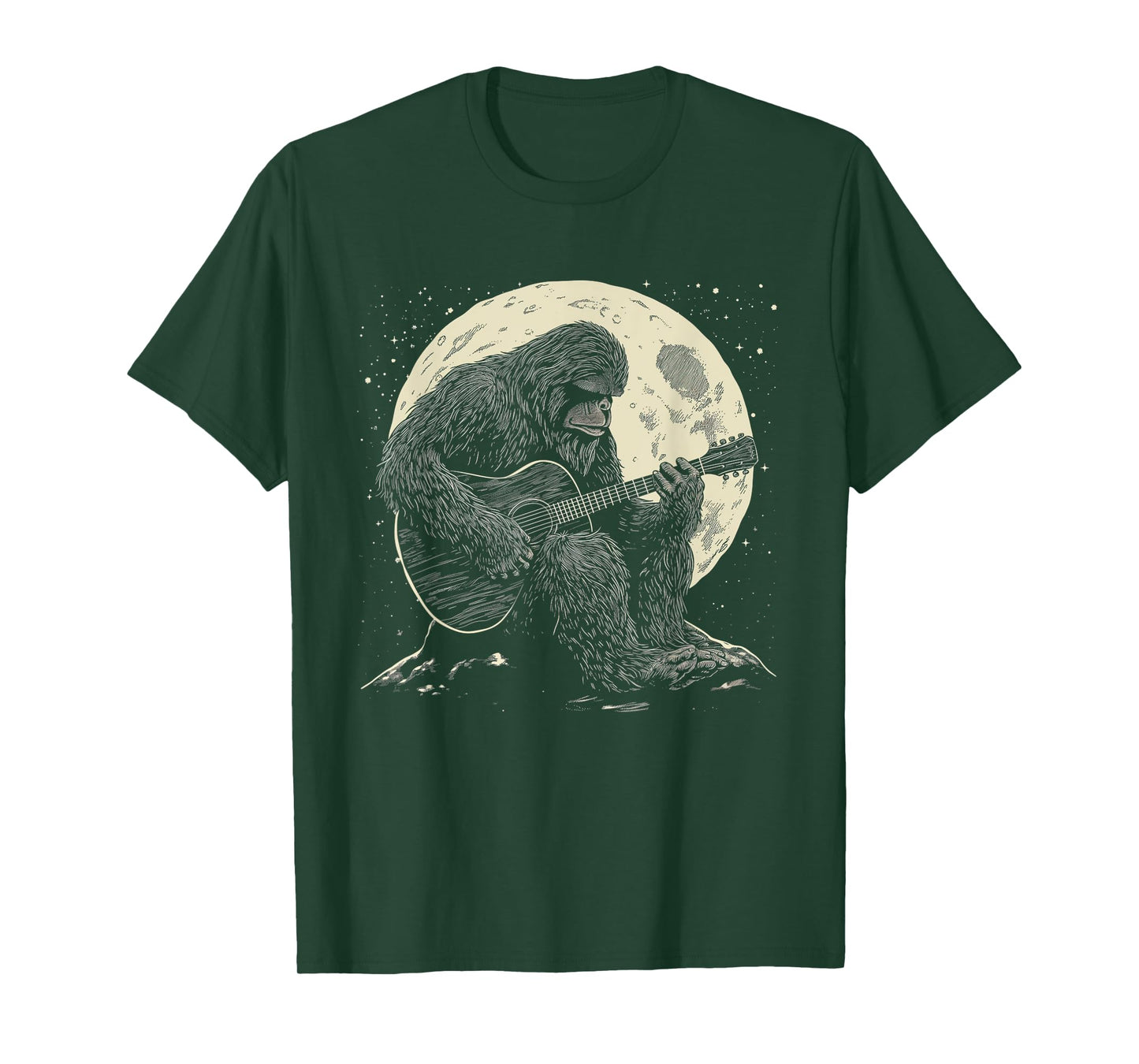 Bigfoot Playing Guitar Player Funny Sasquatch Guitarist T-Shirt
