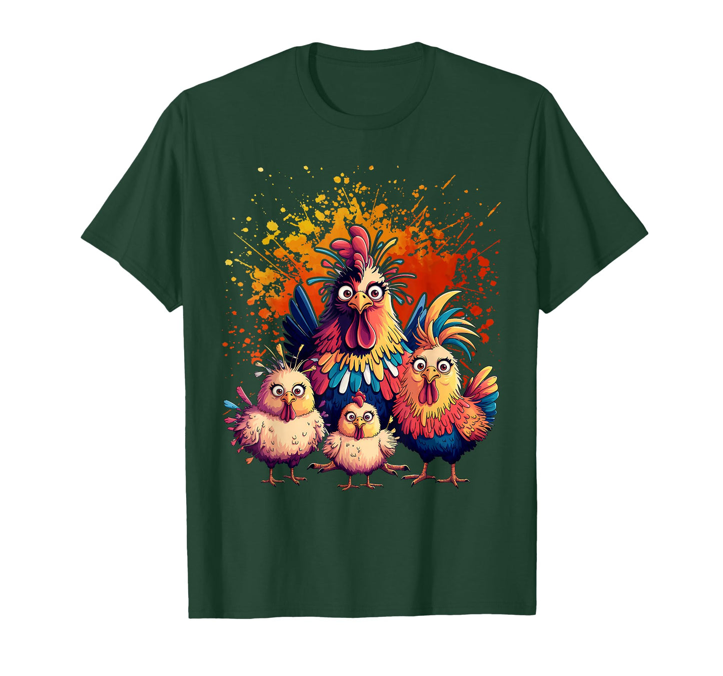 Colorful Funny Chicken Art T-Shirt