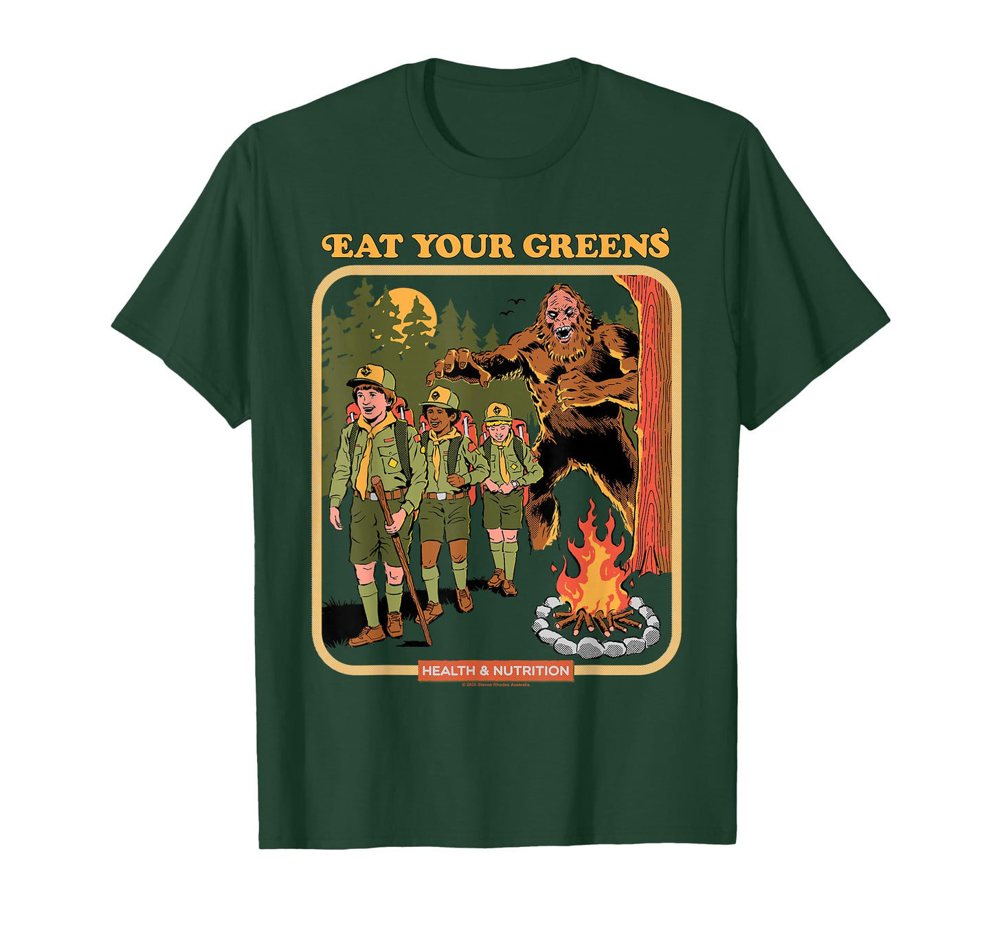 Eat Your Greens Bigfoot Sasquatch Retro Funny Adult Humor T-Shirt