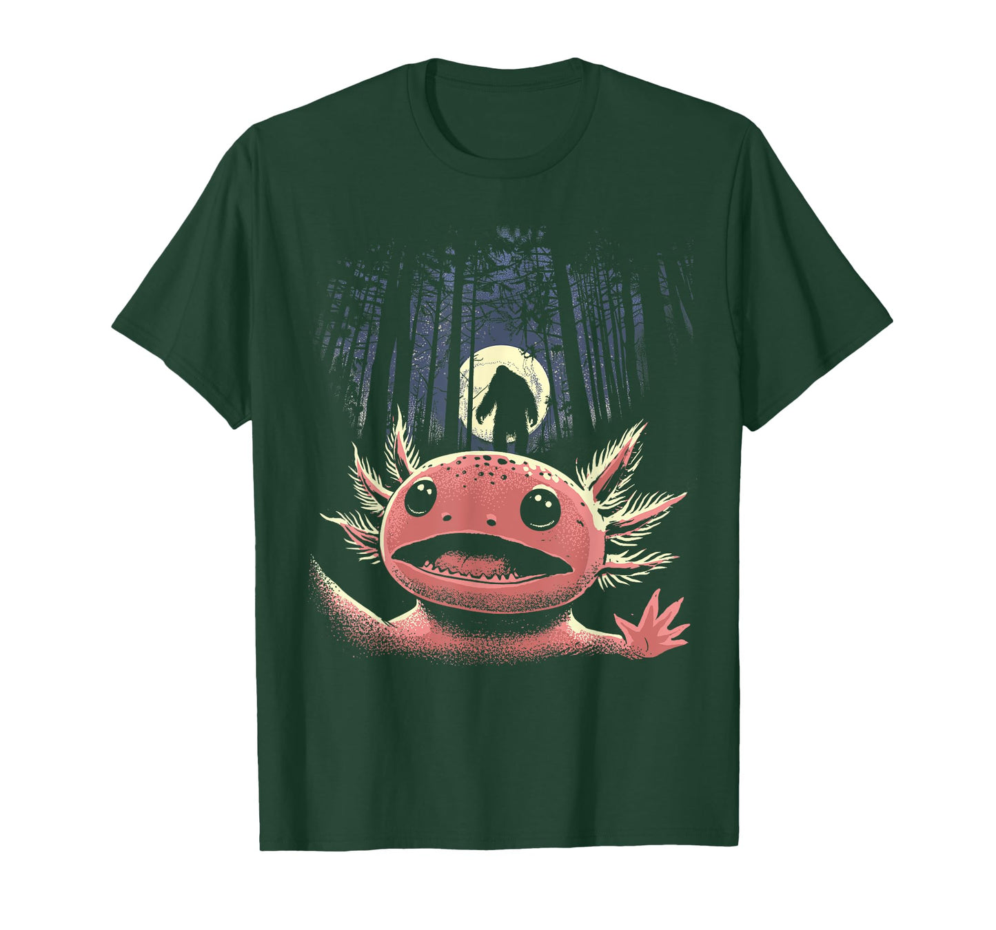 Scared Axolotl Selfie Axolotl With Bigfoot Sasquatch Cryptid T-Shirt