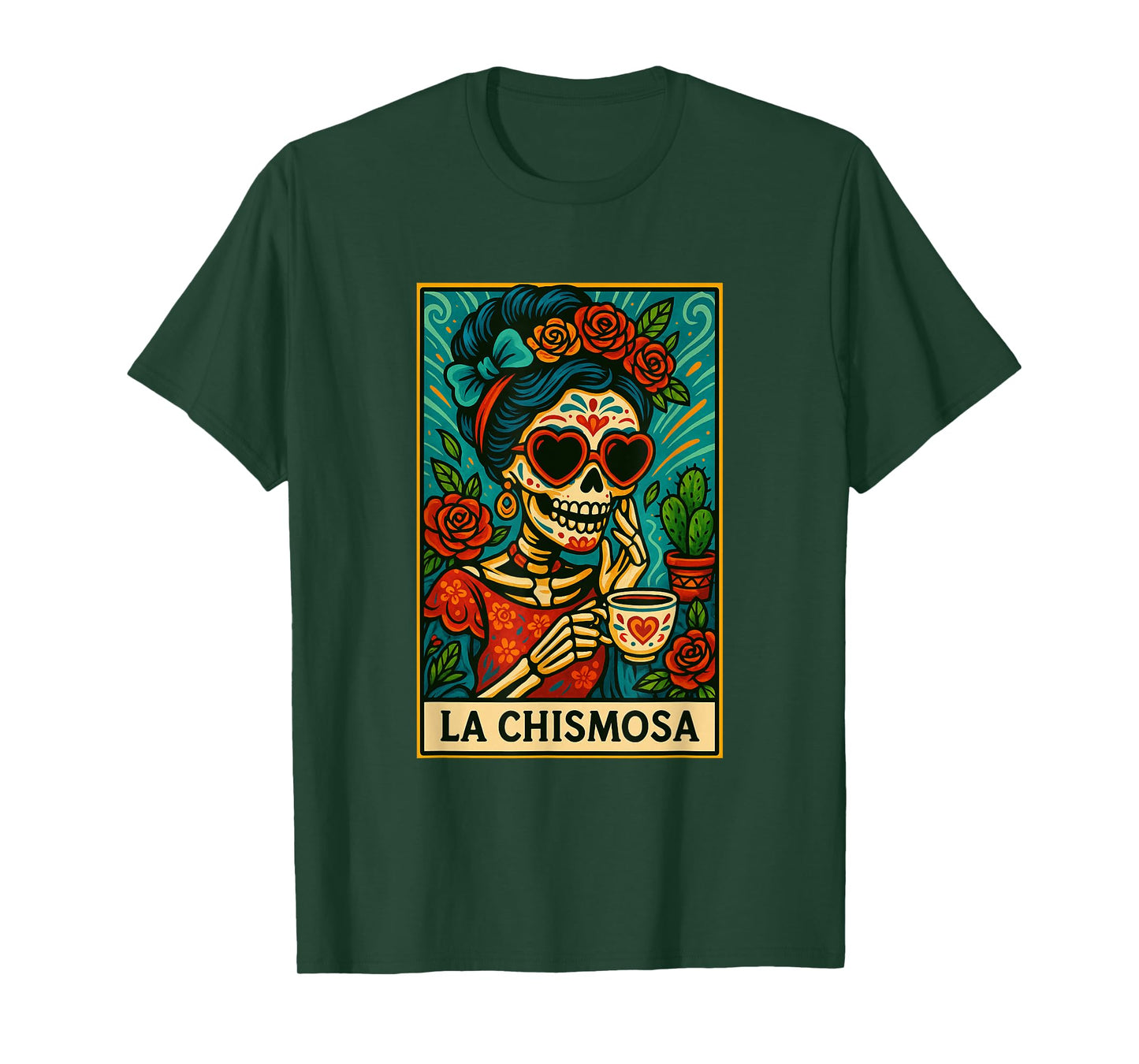 La Chismosa Spanish-Mexican Bingo Card Latinos Skeleton T-Shirt