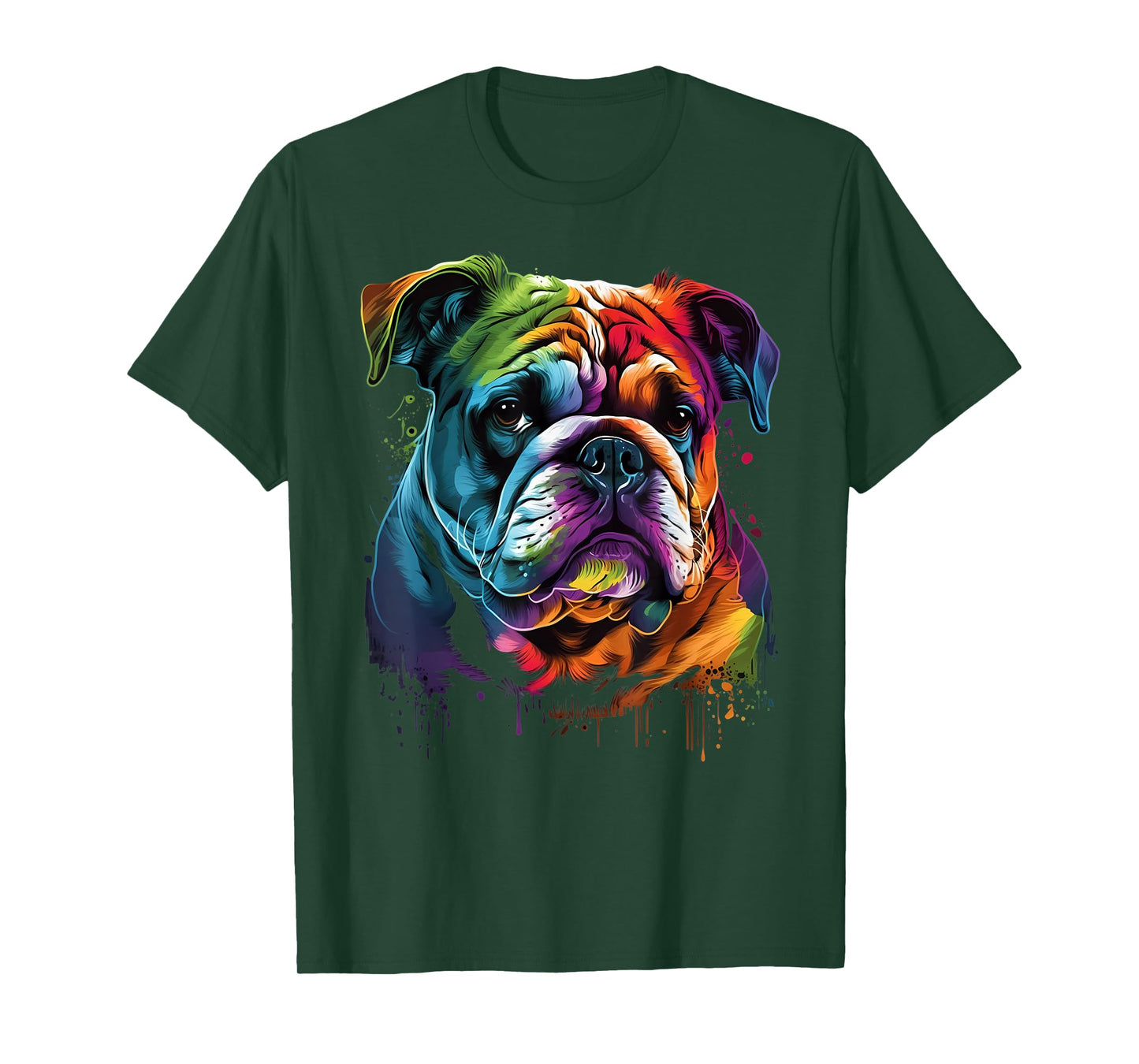 English Bulldog Painting Unique Dog Art Animal Lover T-Shirt for Men Women Kids