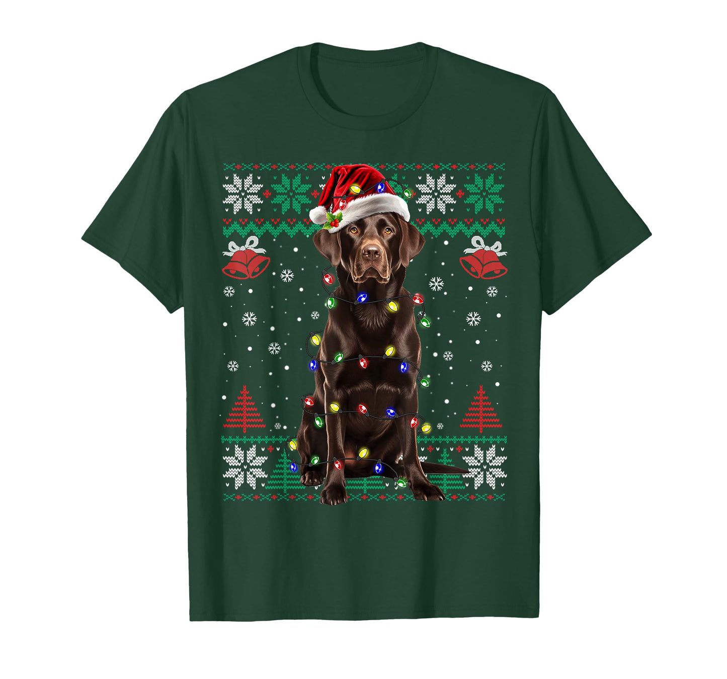 Chocolate Lab Christmas Santa Hat Dog Ugly Sweater T-Shirt