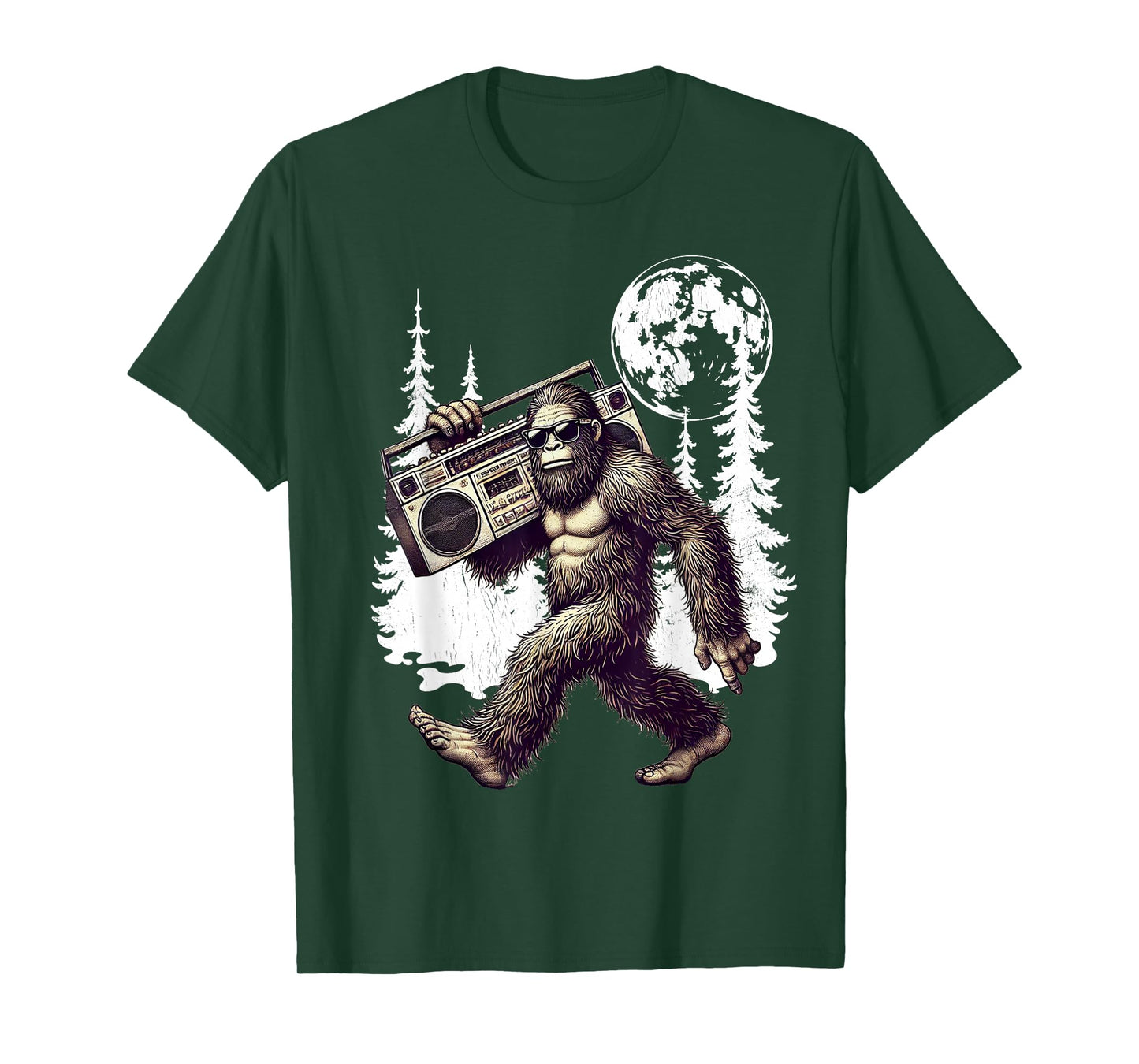 Funny Retro Bigfoot Boombox 80s Hip Hop Sasquatch Vintage T-Shirt