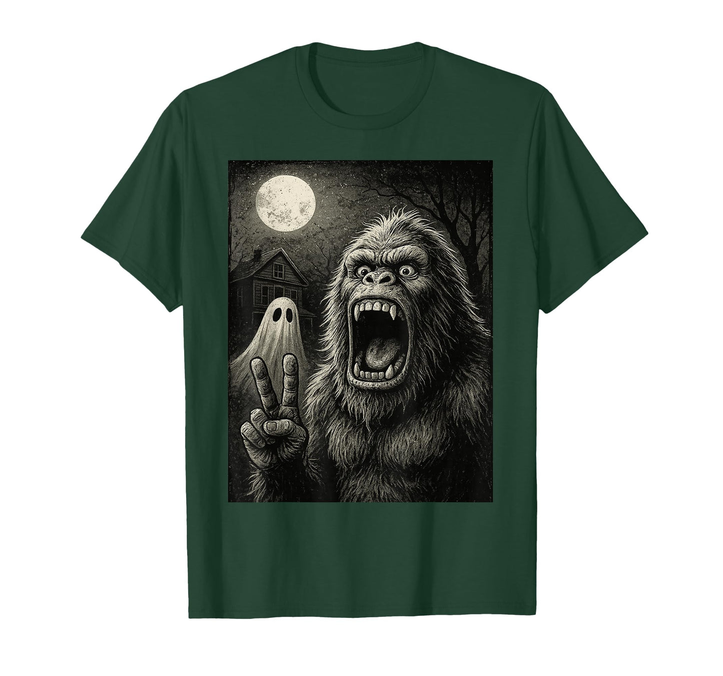 Bigfoot Halloween Funny Sasquatch Ghost Men Boy Kids Bigfoot T-Shirt