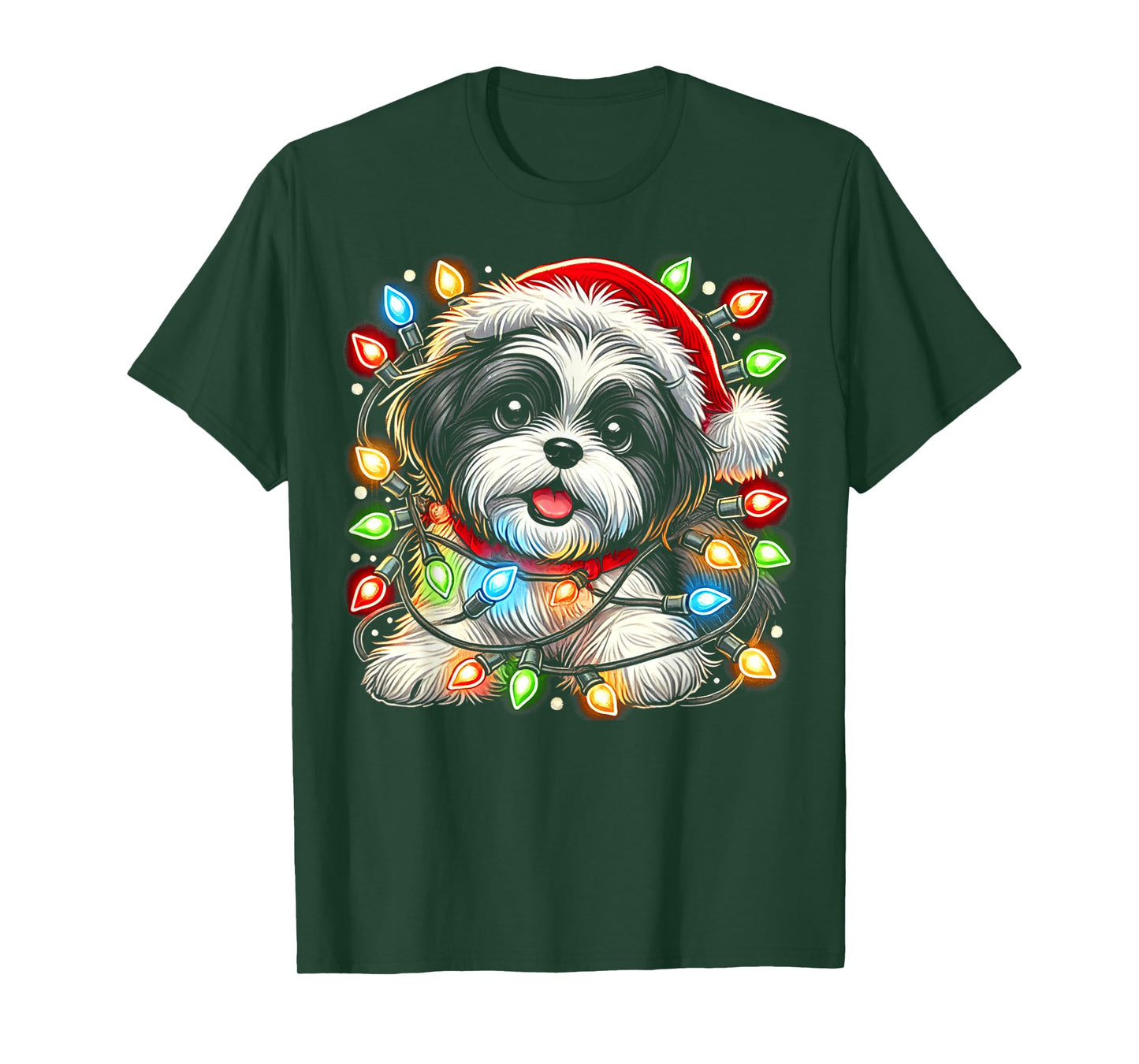Merry Christmas Xmas Shih Tzu Santa Dog Men Women Kids T-Shirt