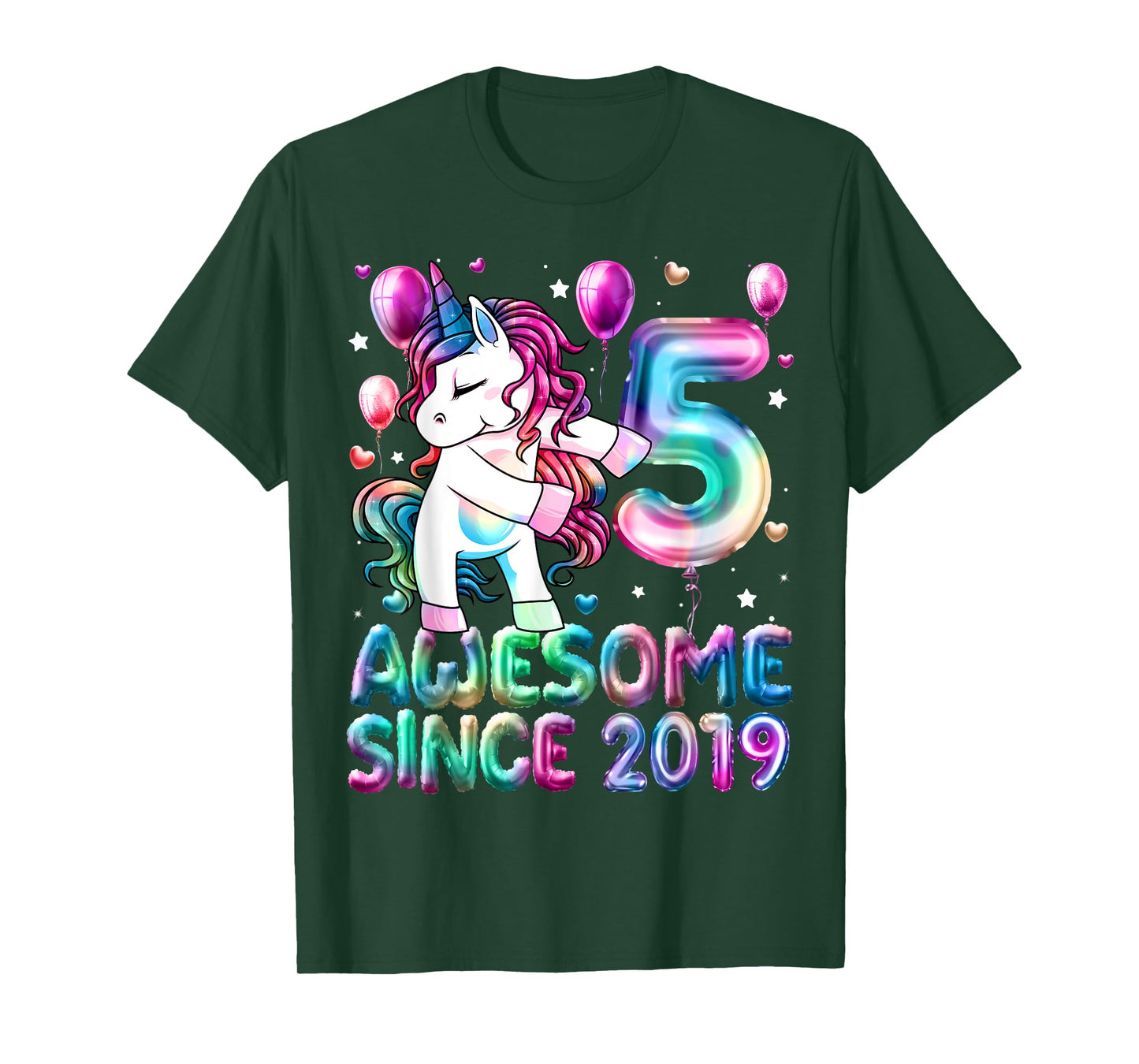 Flossing Unicorn 5 Year Old 5th Birthday Girl Unicorn Party T-Shirt
