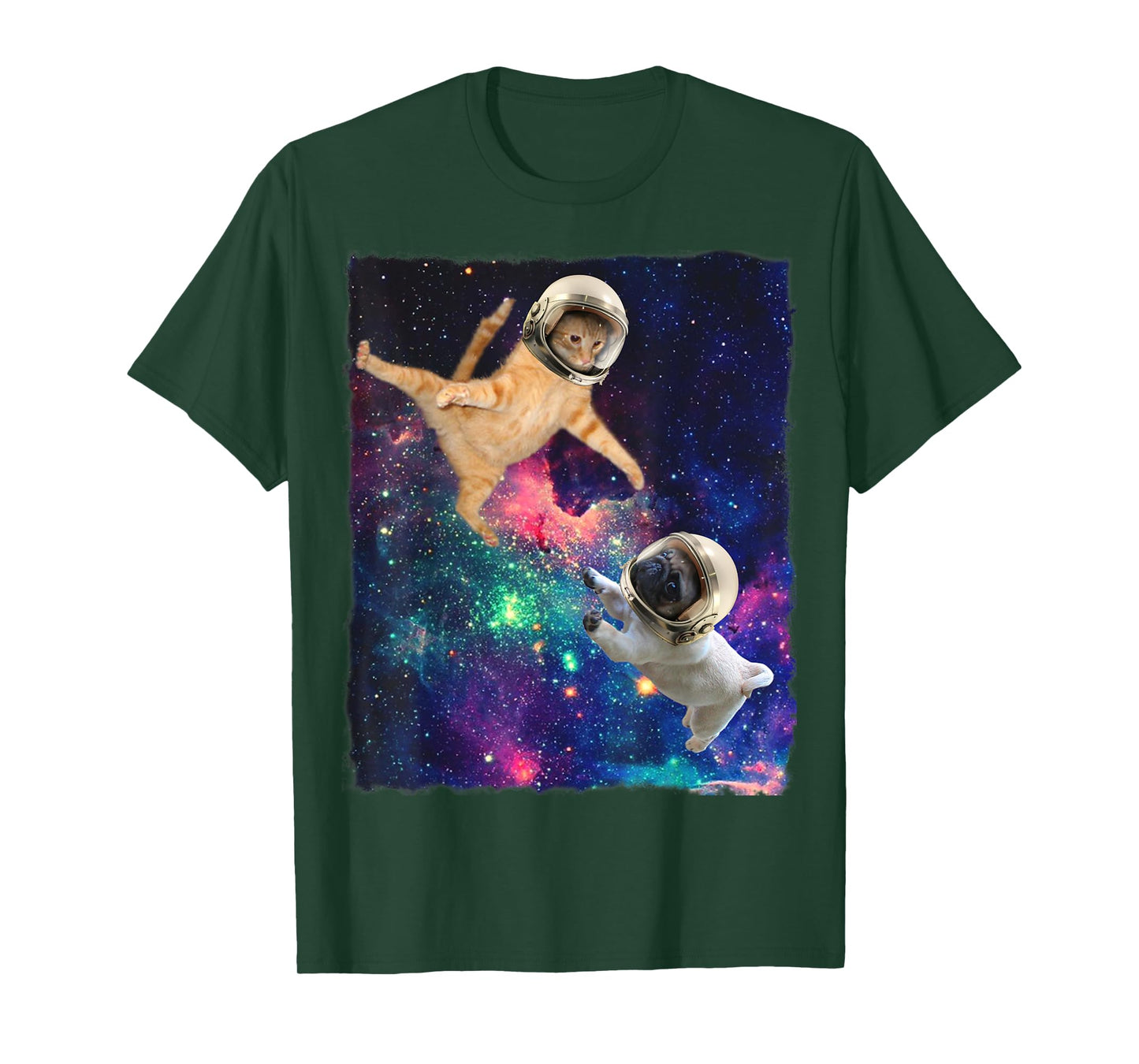 Cute Space Cat vs Space Dog Galaxy Epic Fight In Outer Space T-Shirt