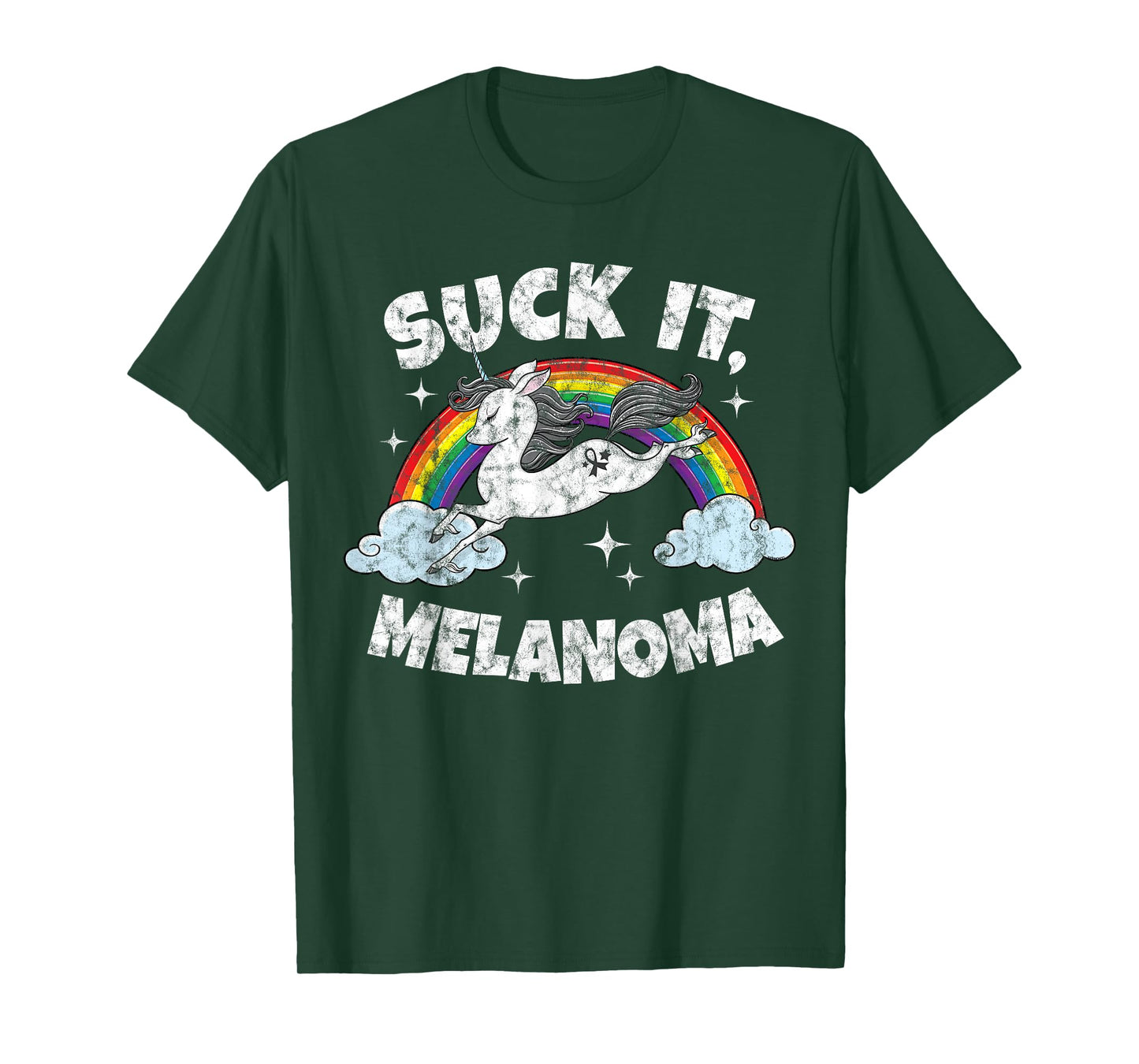 Suck It Melanoma Cancer Funny Quote Unicorn Rainbow T-Shirt