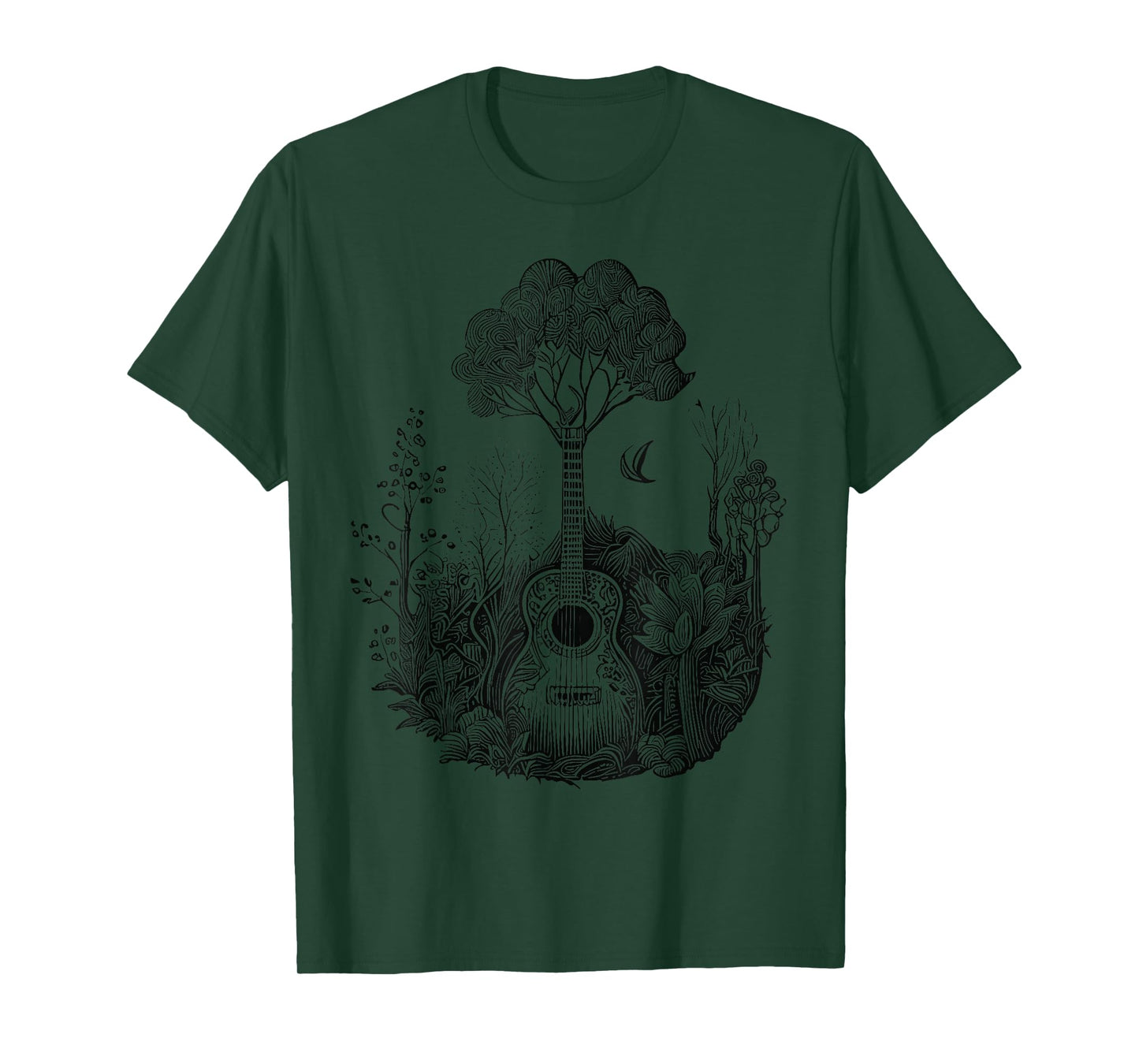 Acoustic Guitar With Plants And Trees Guitarist T-Shirt