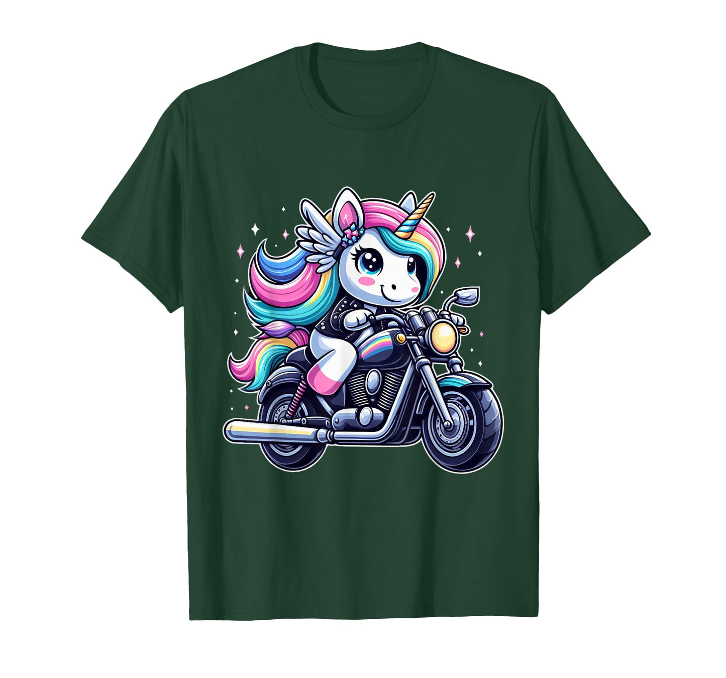 Unicorn Riding A Motorcycle Boys Girls Men Women Kids Adults T-Shirt