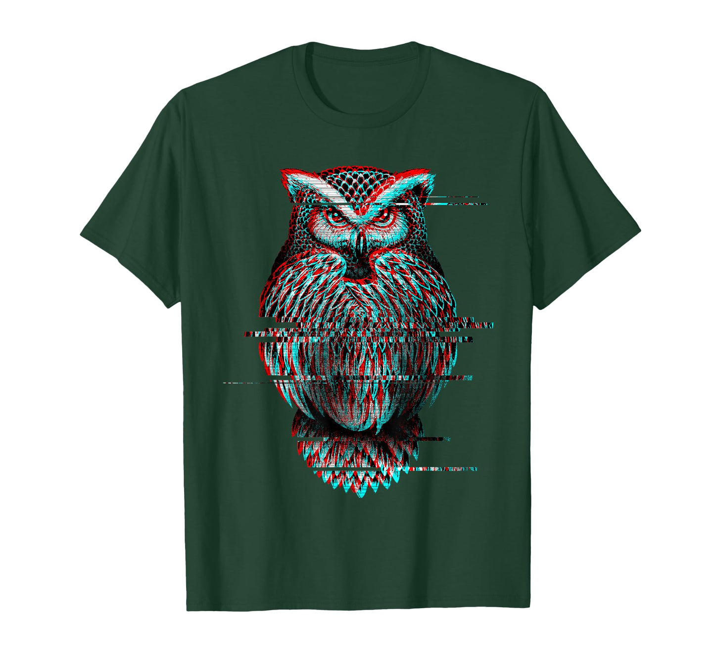 Glitched Owl Cool Glitch Effect Graphic Bird Lover Image T-Shirt